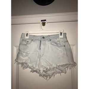 Distressed Light Wash Jean Shorts